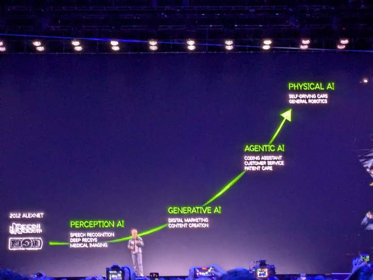 Jensen Huang, CEO von Nvidia, bei einer Keynote-Praesentation